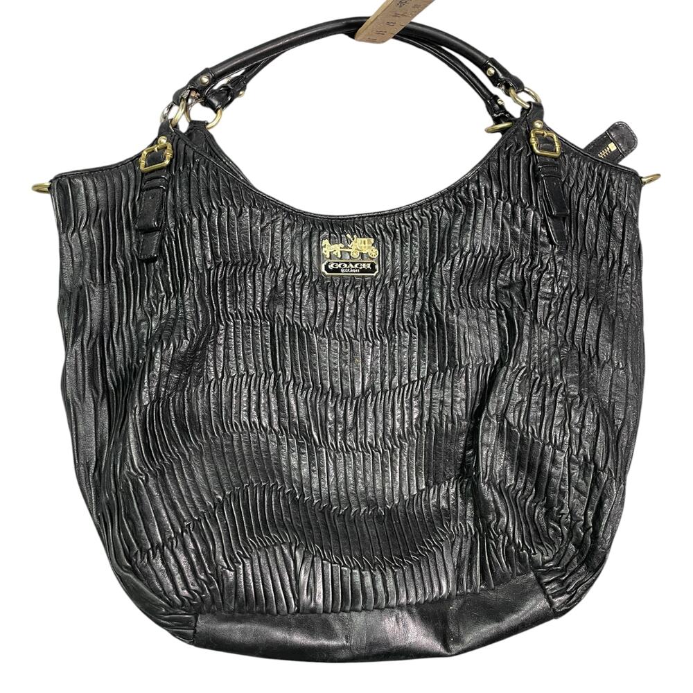 Vintage y2k Coach Ruched Leather Tote Bag
